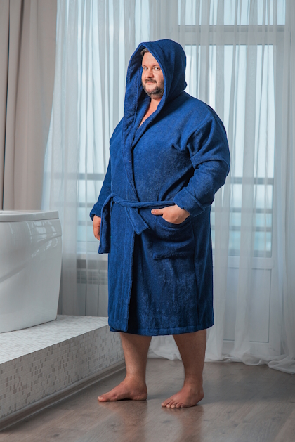 Мужские махровые халаты с вышивкой С капюшоном больших размеров серии Comfort